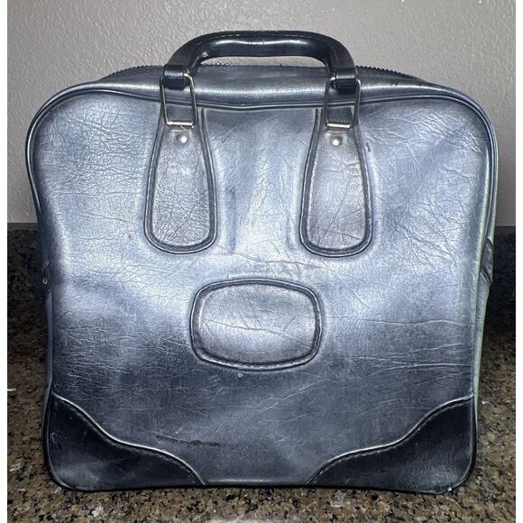 Vintage Scovill Bowling Bag Gray Black Metal Rack Single Ball - Picture 4 of 14